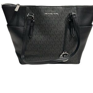Michael Kors Black MK Monogram Top-Zip Tote